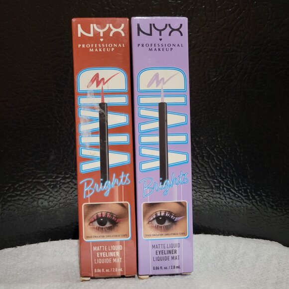 NYX Vivid Brights Matte Liquid Eyeliner - Red and Purple - Picture 1 of 5
